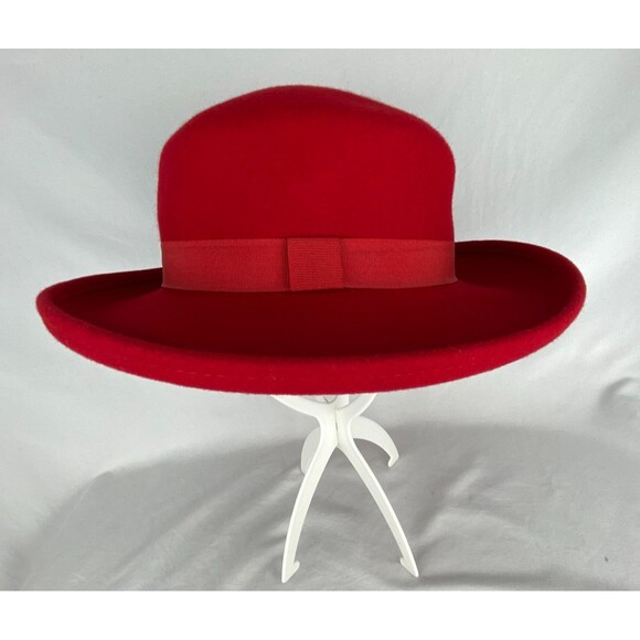 Vintage Scala Hat Women 100% Wool Red Rolled Brim Handmade Dressy Derby - Picture 1 of 5